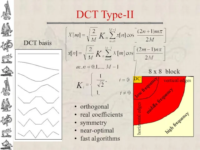 DCT Type-II 8 x 8 block middle frequency horizontal edges