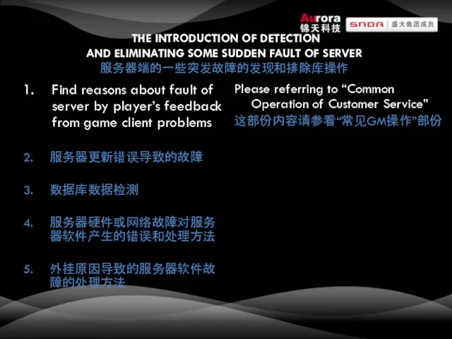 THE INTRODUCTION OF DETECTION AND ELIMINATING SOME SUDDEN FAULT OF SERVER 服务器端的一些突发故障的发现和排除库操作 Find