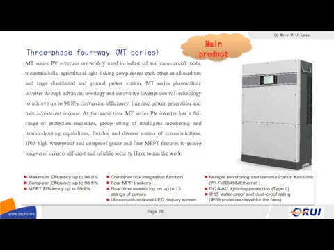 Three-phase four-way (MT series) MT series PV inverters are widely used in industrial