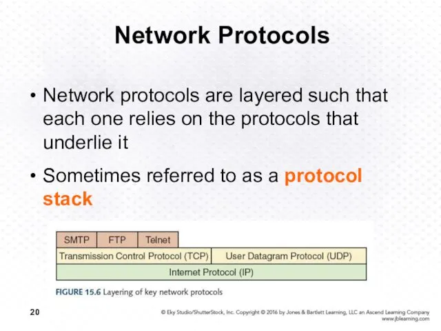 Network Protocols Network protocols are layered such that each one