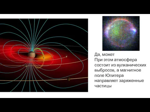 Да, может При этом атмосфера состоит из вулканических выбросов, а магнитное поле Юпитера направляет заряженные частицы