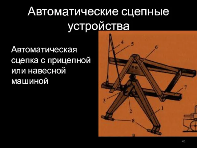 Автоматические сцепные устройства Автоматическая сцепка с прицепной или навесной машиной