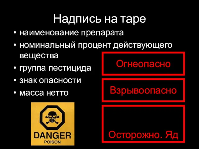 Надпись на таре наименование препарата номинальный процент действующего вещества группа