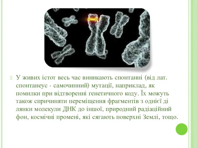 У живих істот весь час виникають спонтанні (від лат. спонтанеус