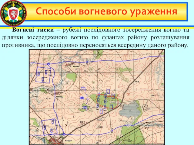 Способи вогневого ураження Вогневі тиски – рубежі послідовного зосередження вогню