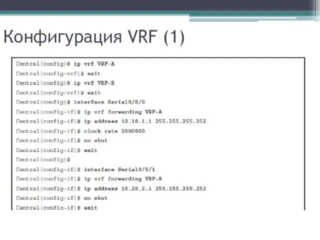 Конфигурация VRF (1)