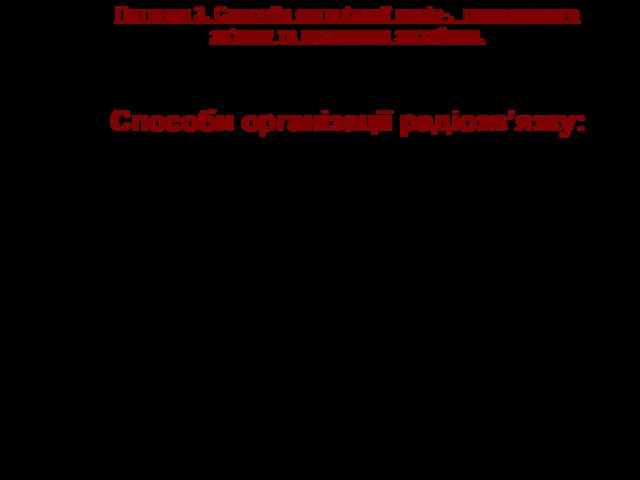 Питання 3. Способи організації радіо-, проводового зв'язку та рухомими засобами.