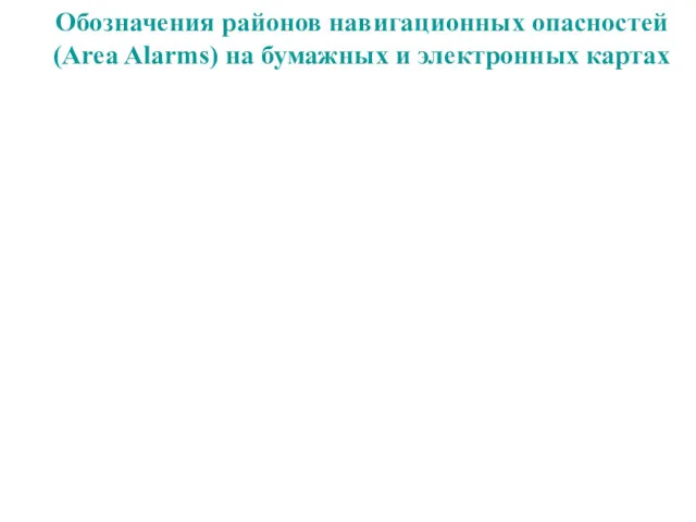 Обозначения районов навигационных опасностей (Area Alarms) на бумажных и электронных картах