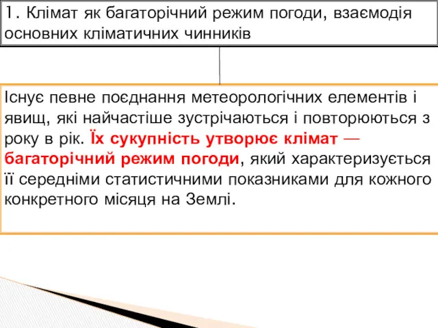 Існує певне поєднання метеорологічних елементів і явищ, які найчастіше зустрічаються