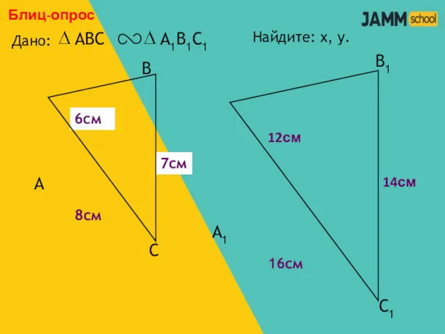 А В С С1 В1 А1 Блиц-опрос Дано: 16см 14см