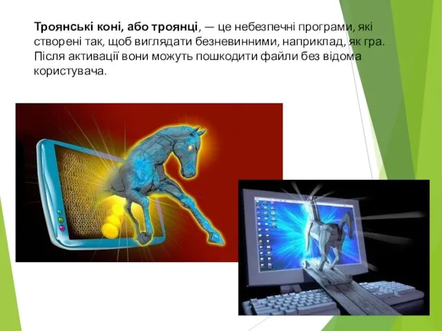 Троянські коні, або троянці, — це небезпечні програми, які створені