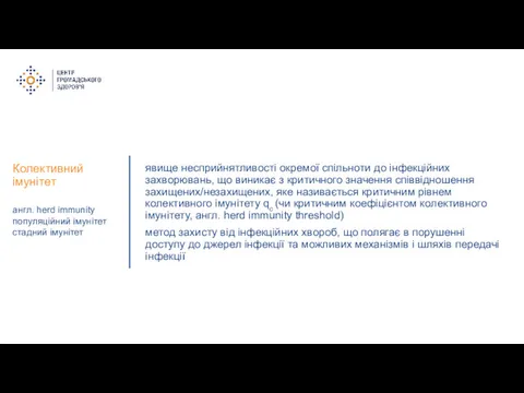 Колективний імунітет явище несприйнятливості окремої спільноти до інфекційних захворювань, що