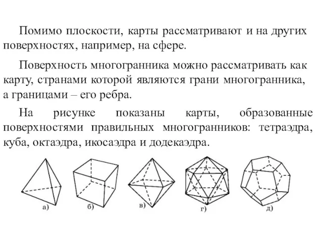 Помимо плоскости, карты рассматривают и на других поверхностях, например, на