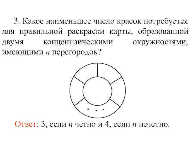 3. Какое наименьшее число красок потребуется для правильной раскраски карты,