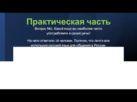 Практическая часть Вопрос №1. Какой язык вы наиболее часто употребляете