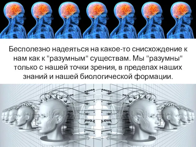 Бесполезно надеяться на какое-то снисхождение к нам как к "разумным"