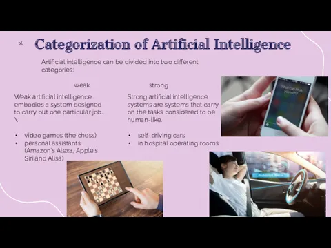 Categorization of Artificial Intelligence Artificial intelligence can be divided into