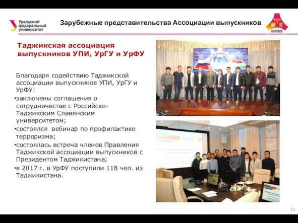 Таджикская ассоциация выпускников УПИ, УрГУ и УрФУ Благодаря содействию Таджикской