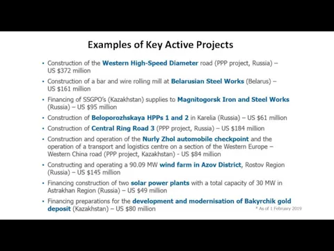 Examples of Key Active Projects