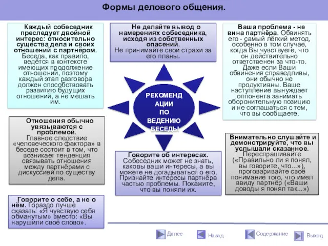 РЕКОМЕНДАЦИИ ПО ВЕДЕНИЮ БЕСЕДЫ Говорите о себе, а не о