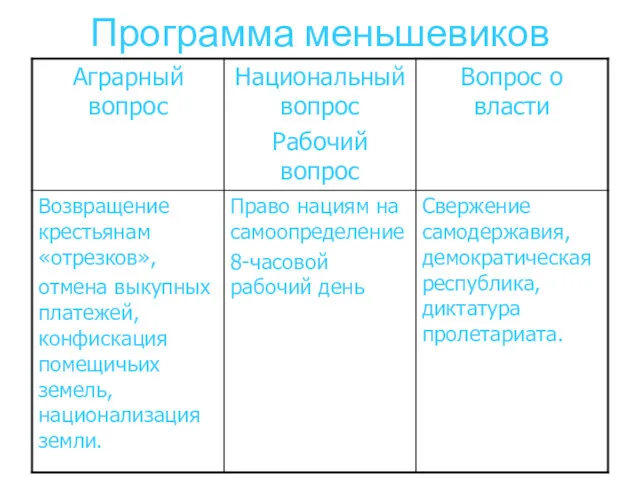 Программа меньшевиков