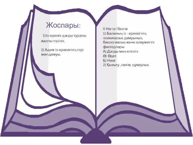 Жоспары: 1)Іс-әрекет дағды туралы жалпы түсінік. 2) Адам іс-әрекетінің түрі