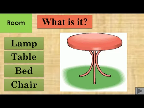 Chair Bed Table Lamp What is it? Room