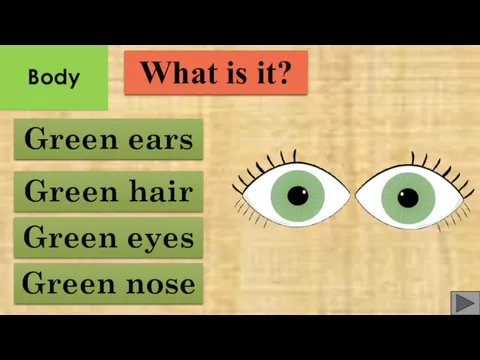 Green nose Green ears Green hair Green eyes What is it? Body