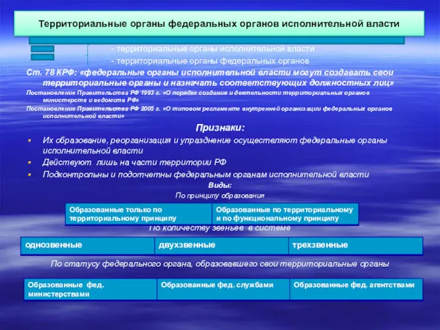 Территориальные органы федеральных органов исполнительной власти - территориальные органы исполнительной