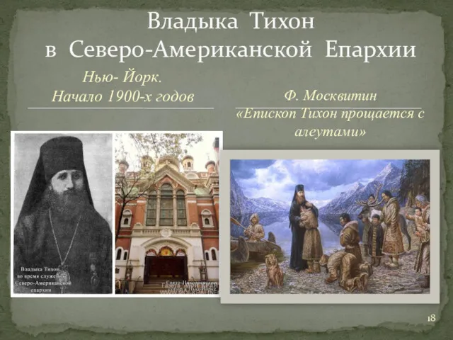 Нью- Йорк. Начало 1900-х годов Владыка Тихон в Северо-Американской Епархии