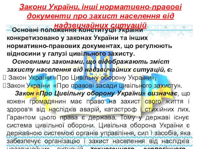 Основні положення Конституції України конкретизовано у законах України та інших