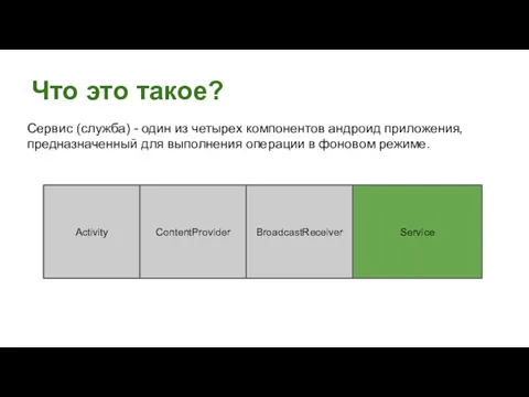 Что это такое? Сервис (служба) - один из четырех компонентов