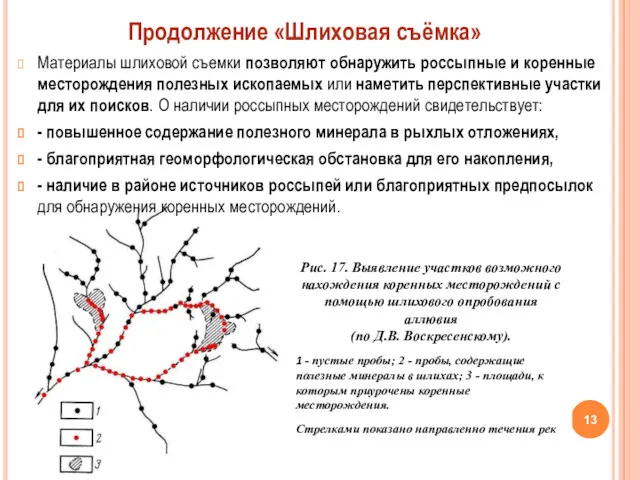 Рис. 17. Выявление участков возможного нахождения коренных месторождений с помощью