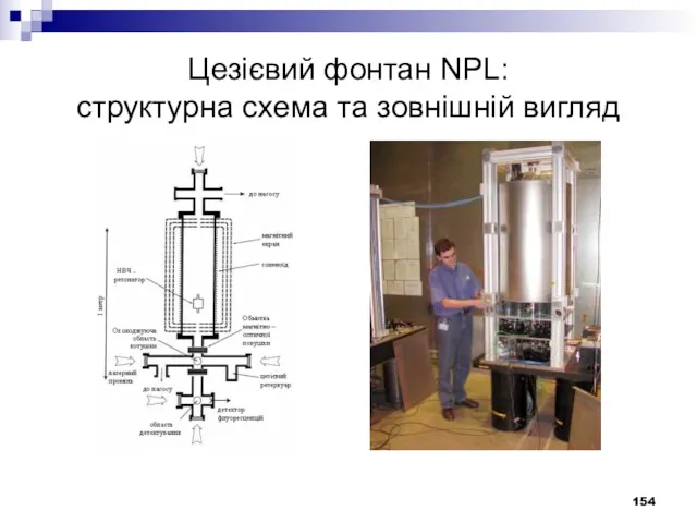 Цезієвий фонтан NPL: структурна схема та зовнішній вигляд а б