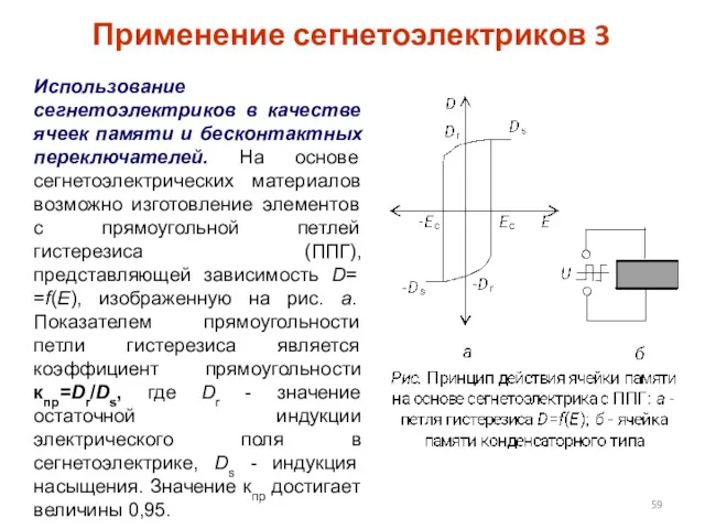 Применение сегнетоэлектриков 3 Использование сегнетоэлектриков в качестве ячеек памяти и