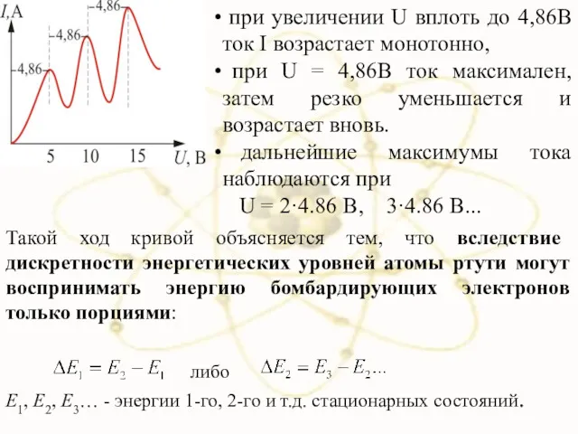 Такой ход кривой объясняется тем, что вследствие дискретности энергетических уровней