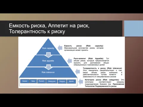 Емкость риска, Аппетит на риск, Толерантность к риску