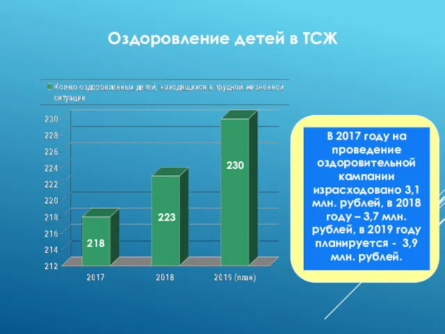 Оздоровление детей в ТСЖ 218 223 230 В 2017 году