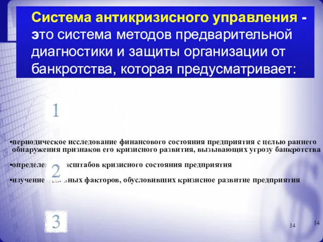 Система антикризисного управления - это система методов предварительной диагностики и