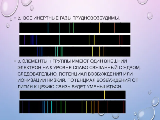 2. ВСЕ ИНЕРТНЫЕ ГАЗЫ ТРУДНОВОЗБУДИМЫ. 3. ЭЛЕМЕНТЫ 1 ГРУППЫ ИМЕЮТ