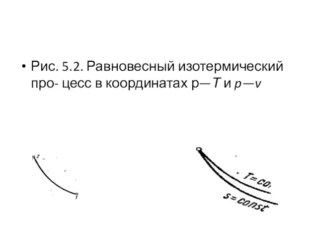 Рис. 5.2. Равновесный изотермический про- цесс в координатах р—Т и p—v