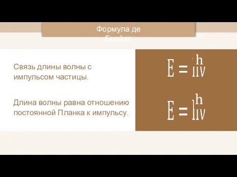 Связь длины волны с импульсом частицы. Длина волны равна отношению