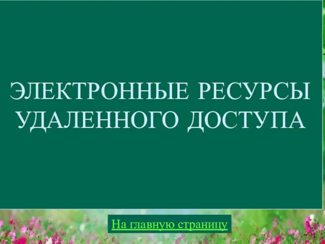 ЭЛЕКТРОННЫЕ РЕСУРСЫ УДАЛЕННОГО ДОСТУПА На главную страницу