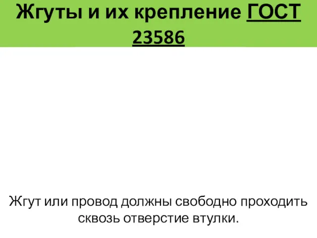 Жгуты и их крепление ГОСТ 23586 Жгут или провод должны свободно проходить сквозь отверстие втулки.