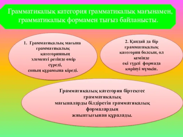 2. Қандай да бір грамматикалық категория болсын, ол кемінде екі