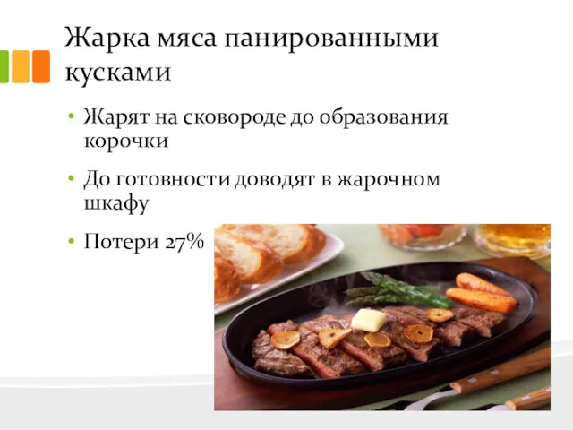 Жарка мяса панированными кусками Жарят на сковороде до образования корочки