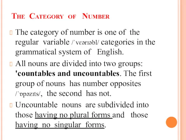The Category of Number The category of number is one of the regular