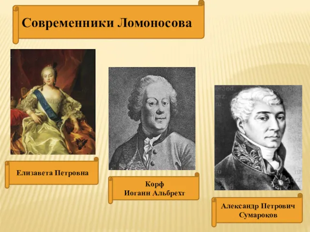 Елизавета Петровна Корф Иоганн Альбрехт Александр Петрович Сумароков Современники Ломоносова