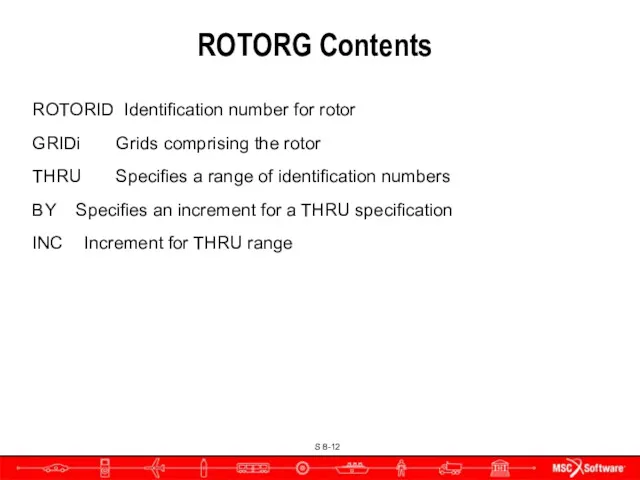 ROTORG Contents ROTORID Identification number for rotor GRIDi Grids comprising the rotor THRU
