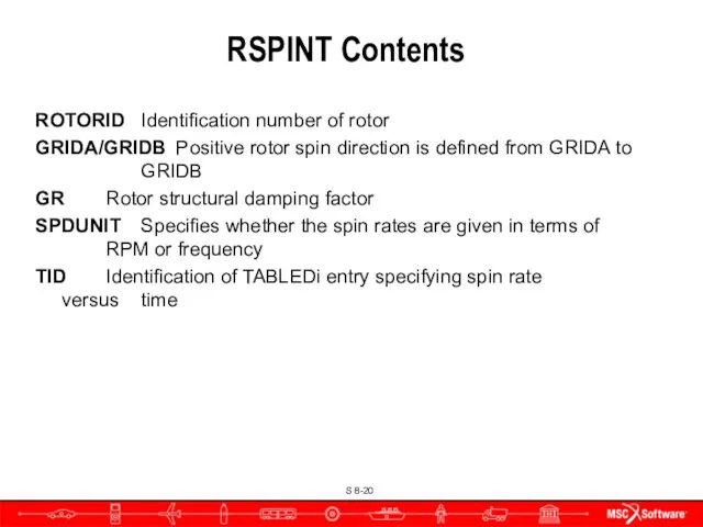 RSPINT Contents ROTORID Identification number of rotor GRIDA/GRIDB Positive rotor spin direction is